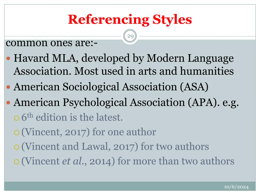 referencing styles