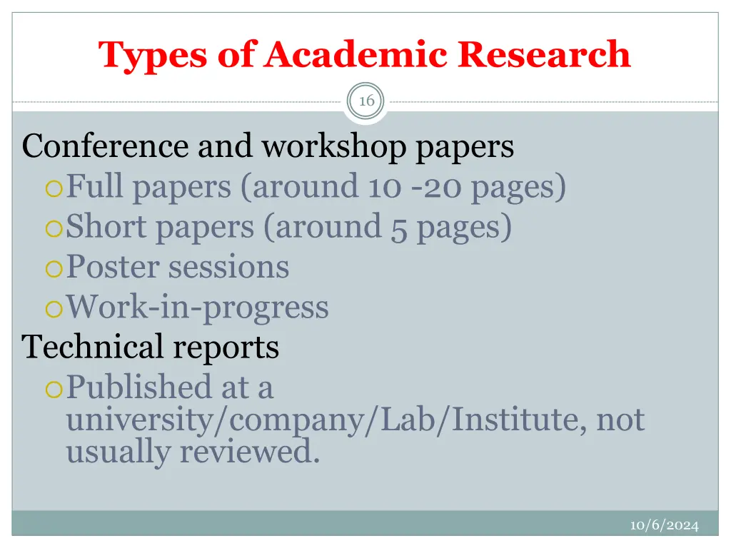 types of academic research