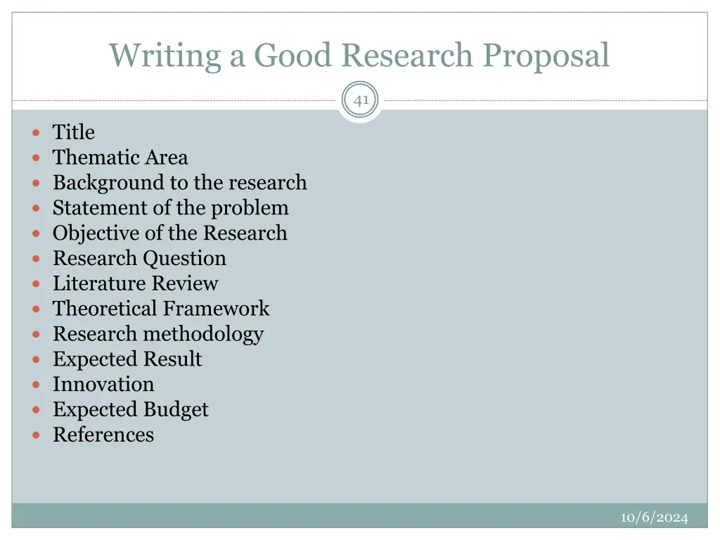 writing a good research proposal