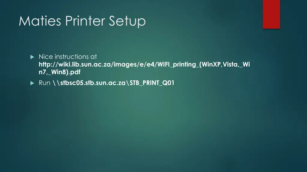 maties printer setup