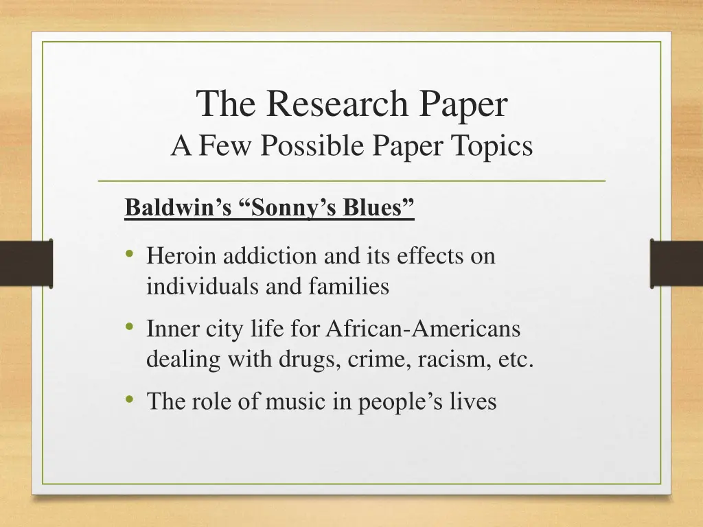 the research paper a few possible paper topics