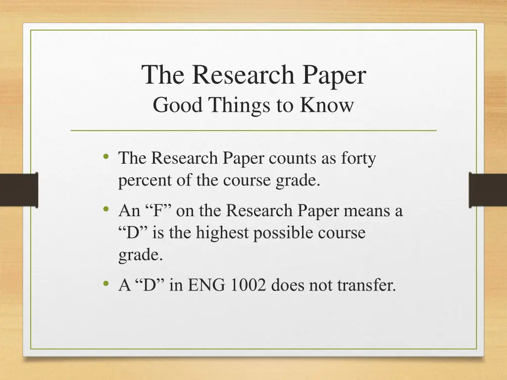 the research paper good things to know