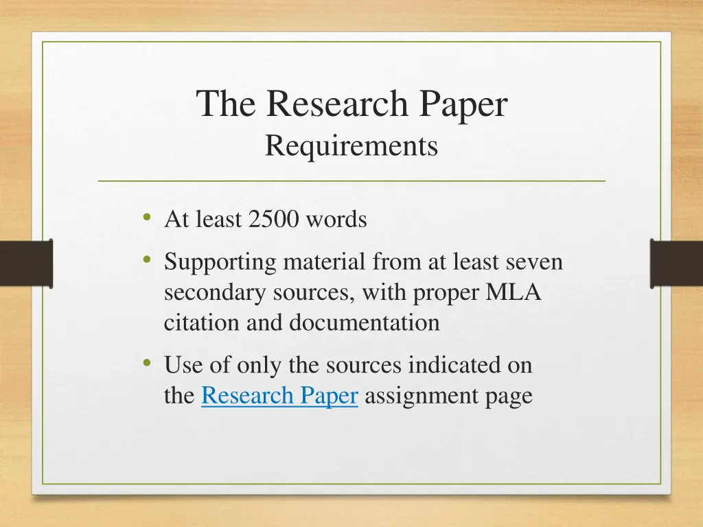 the research paper requirements