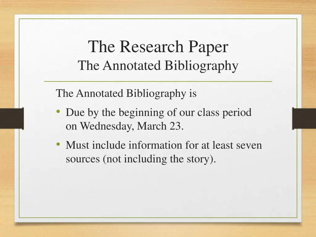 the research paper the annotated bibliography 1