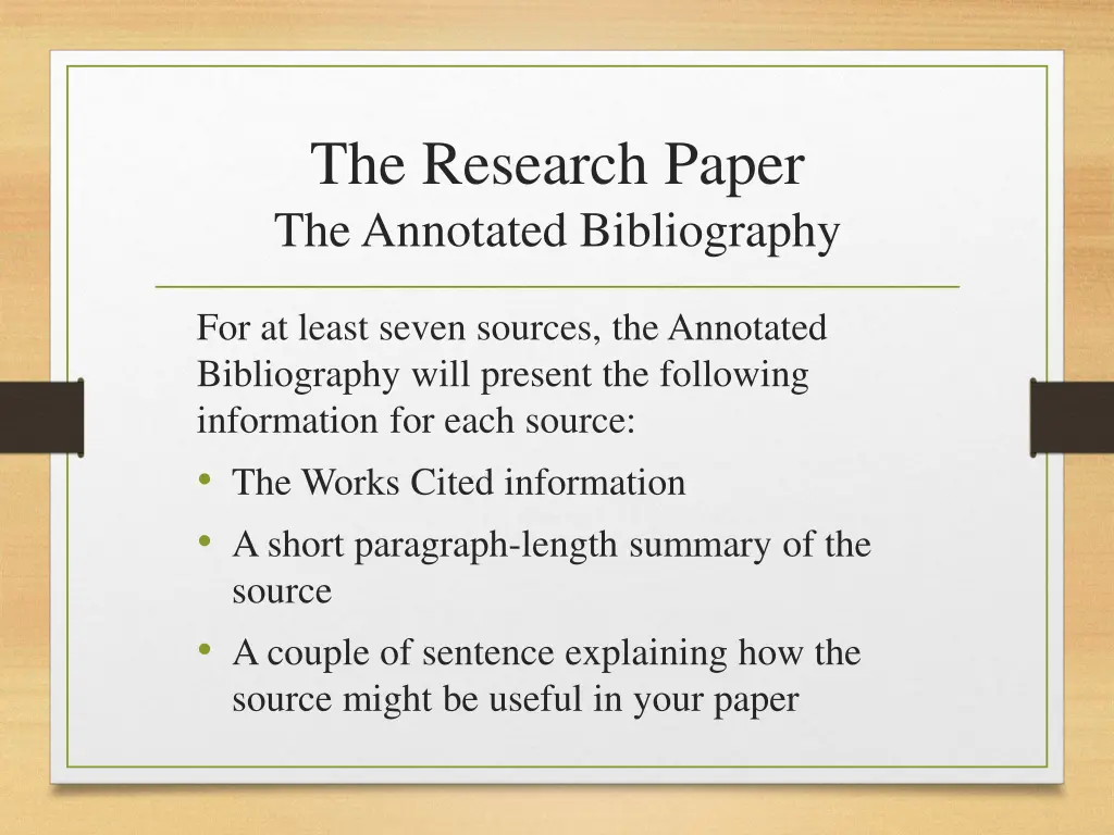 the research paper the annotated bibliography 2