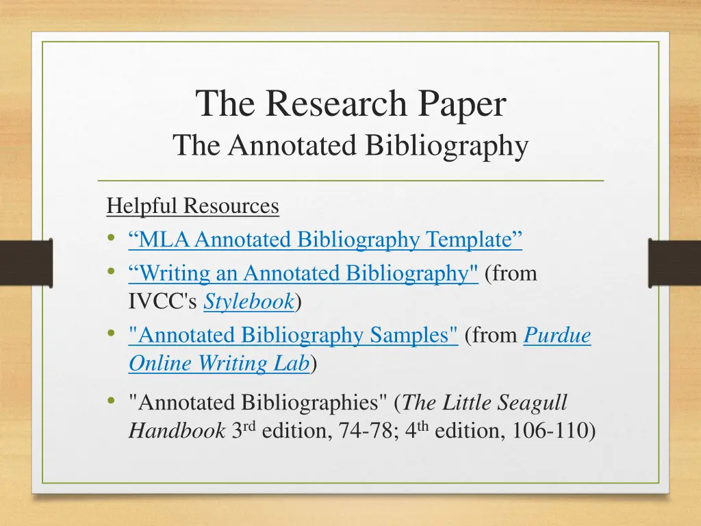 the research paper the annotated bibliography 4