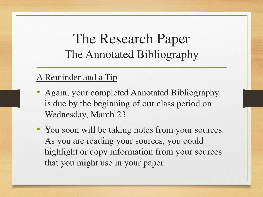 the research paper the annotated bibliography 6