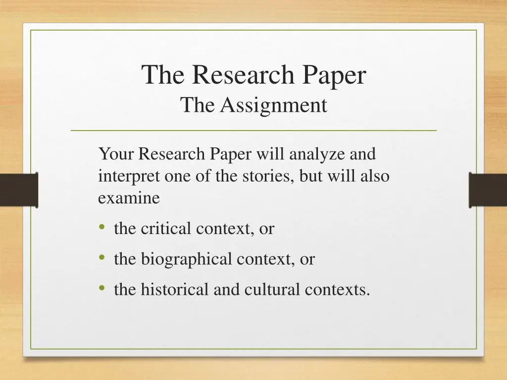 the research paper the assignment 1