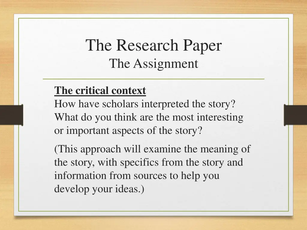 the research paper the assignment 2