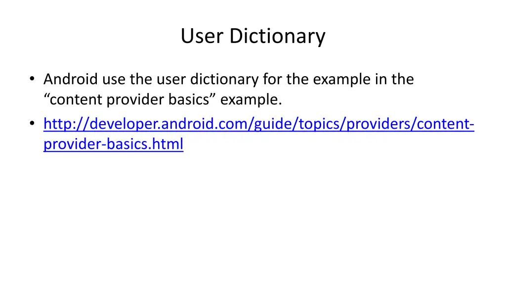 user dictionary