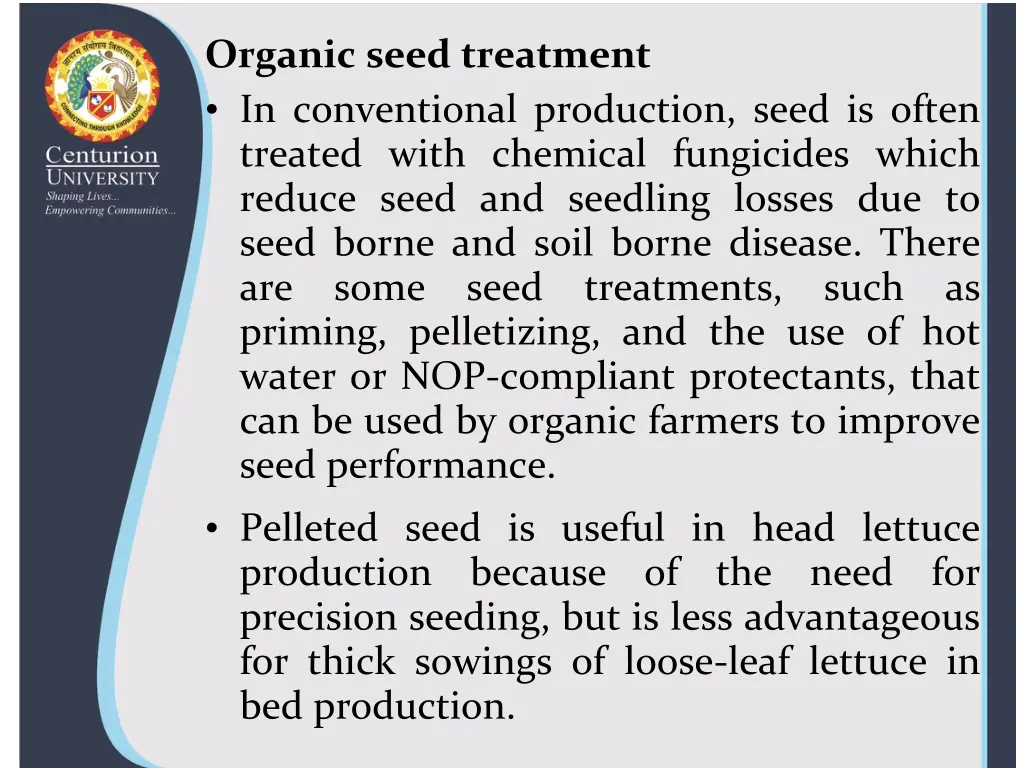 organic seed treatment in conventional production