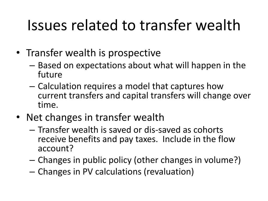 issues related to transfer wealth 1