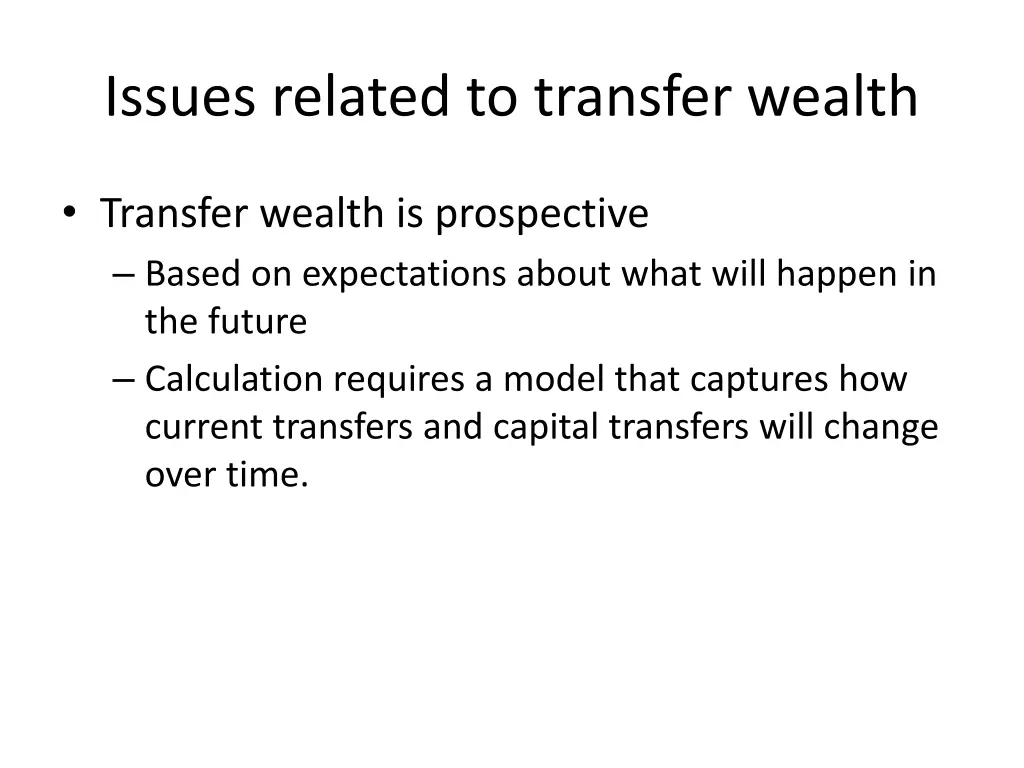 issues related to transfer wealth