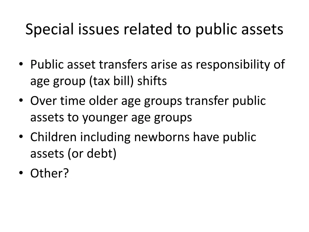 special issues related to public assets