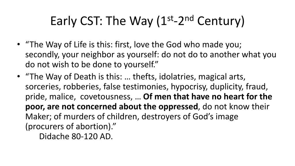 early cst the way 1 st 2 nd century