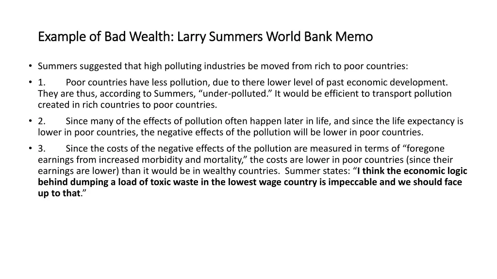 example of bad wealth larry summers world bank