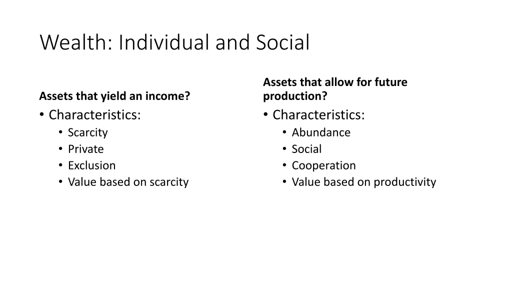 wealth individual and social