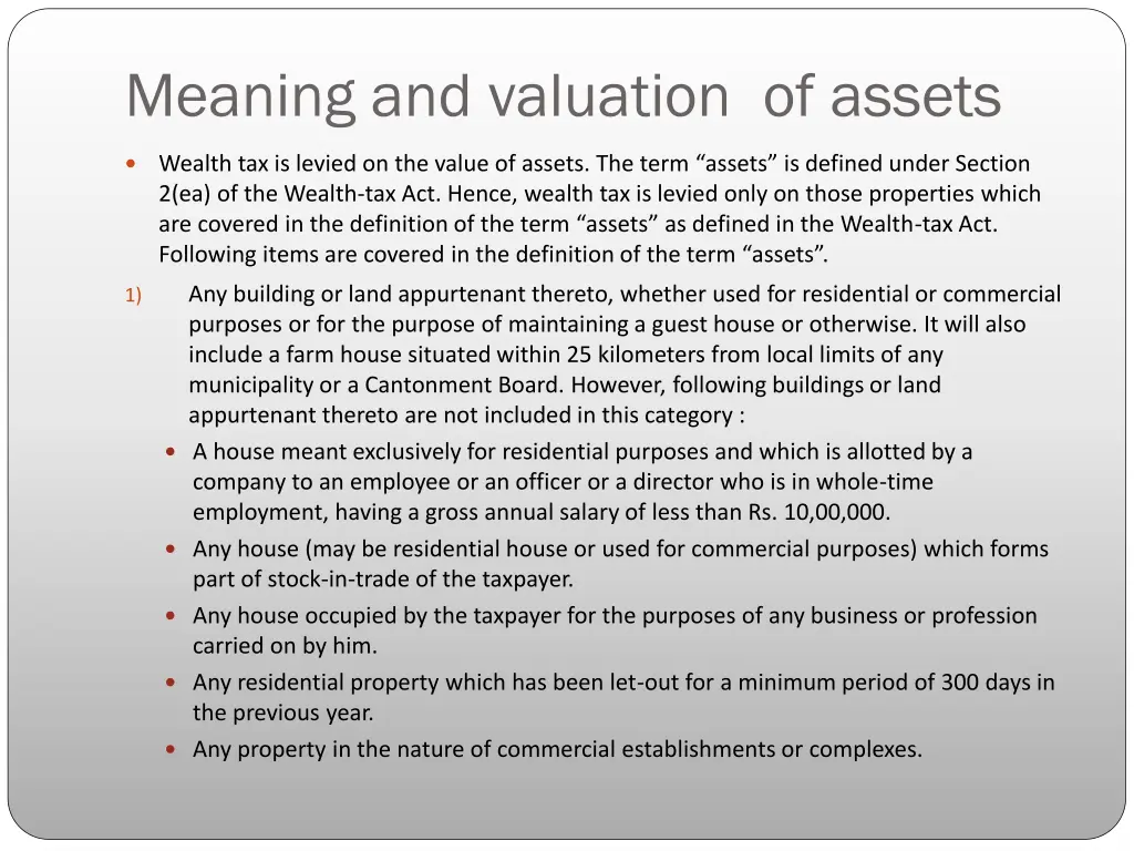 meaning and valuation of assets