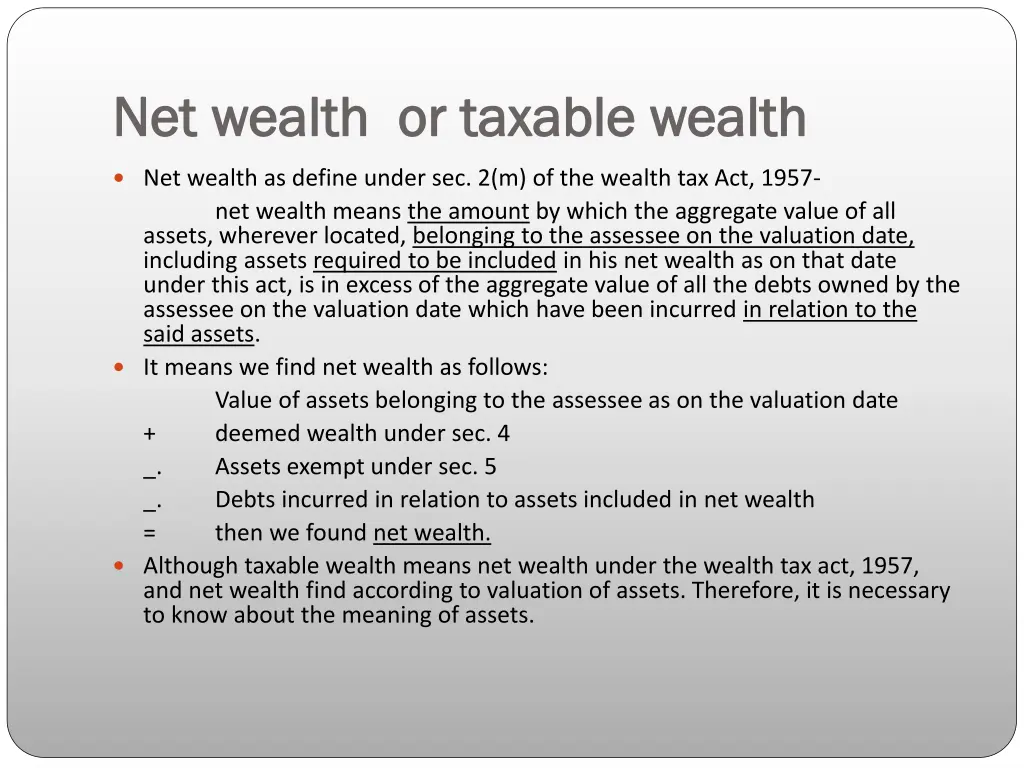 net wealth or taxable wealth net wealth