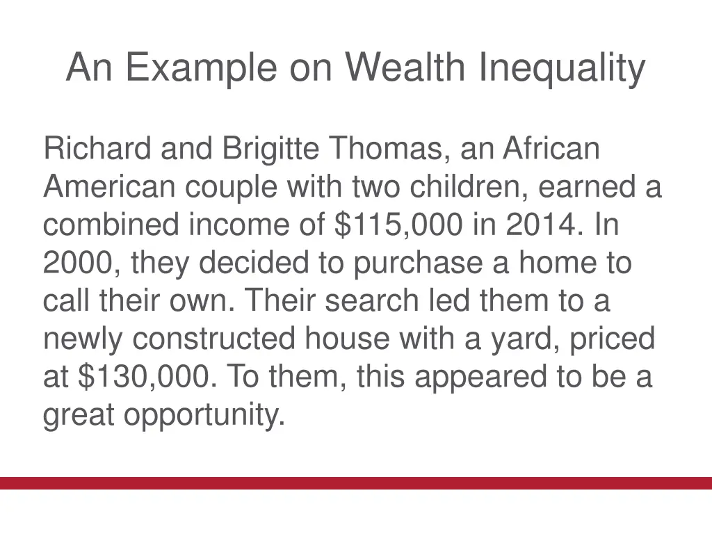 an example on wealth inequality