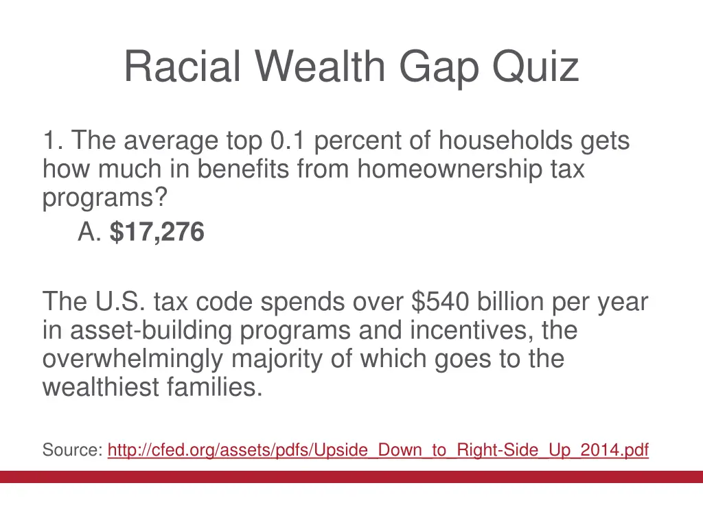 racial wealth gap quiz 1