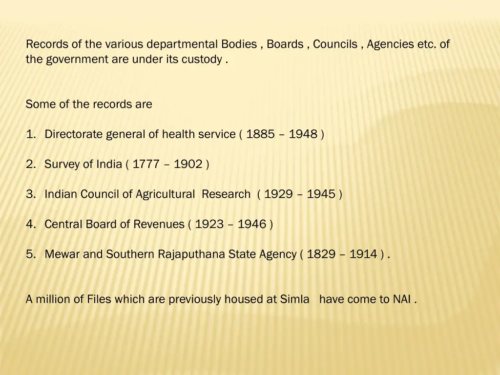 records of the various departmental bodies boards