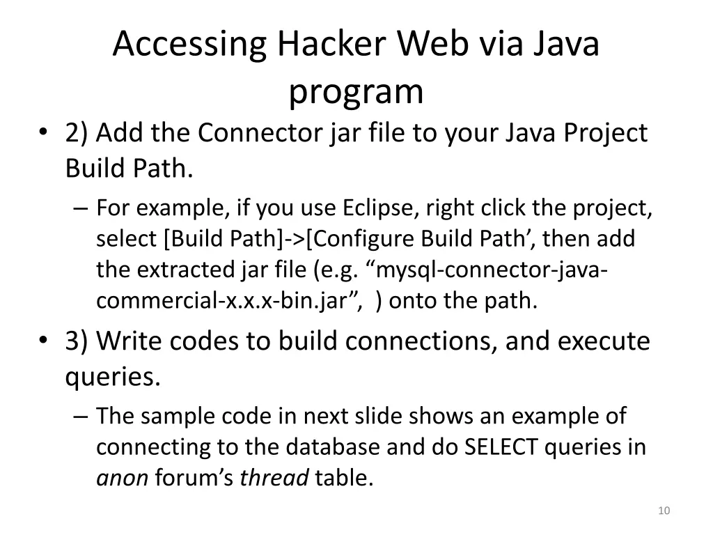 accessing hacker web via java program 1