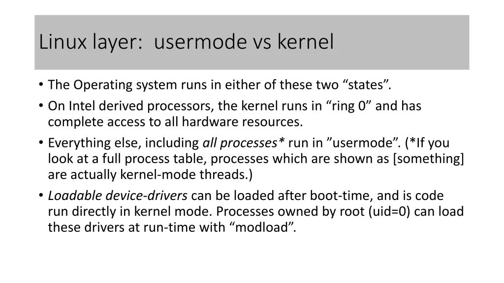 linux layer usermode vs kernel