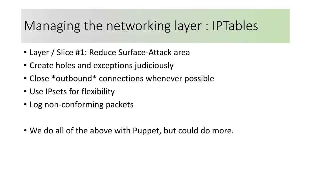 managing the networking layer iptables