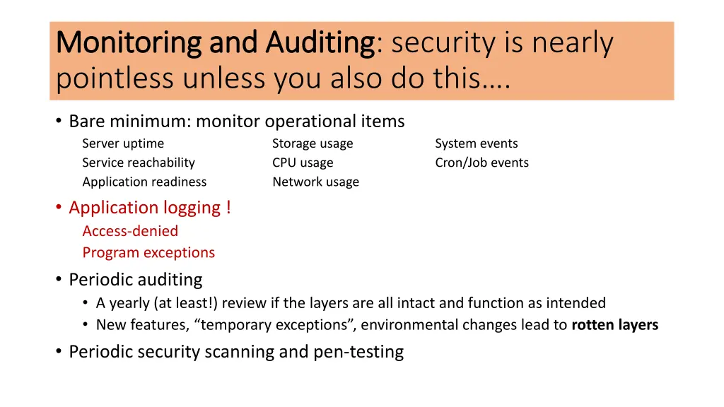 monitoring and auditing monitoring and auditing