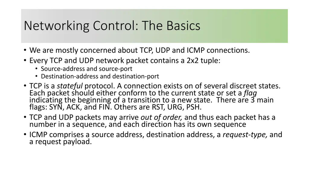 networking control the basics