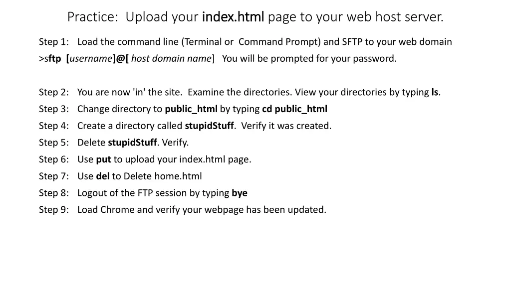 practice upload your index html