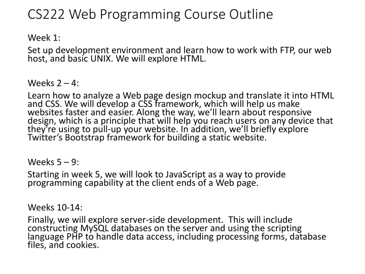 cs222 web programming course outline