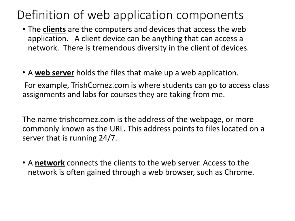 definition of web application components