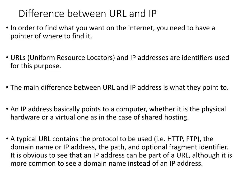 difference between url and ip in order to find