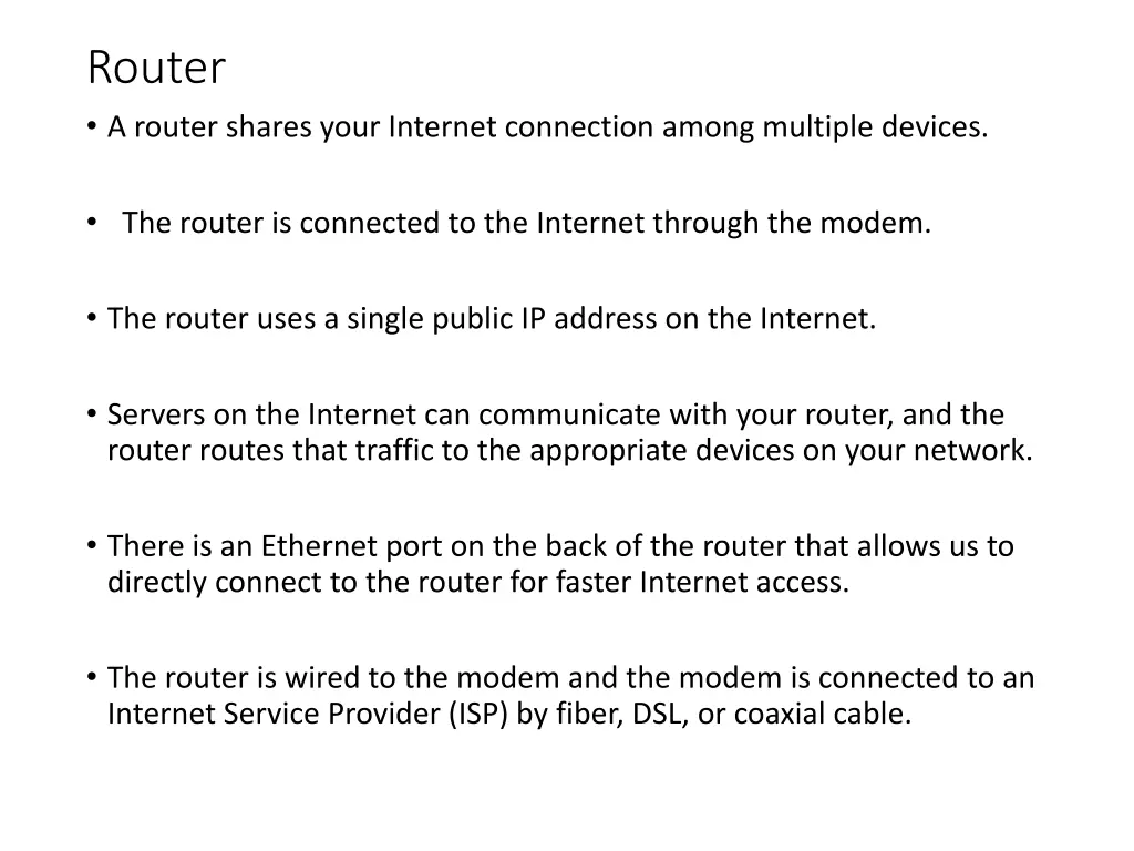 router a router shares your internet connection