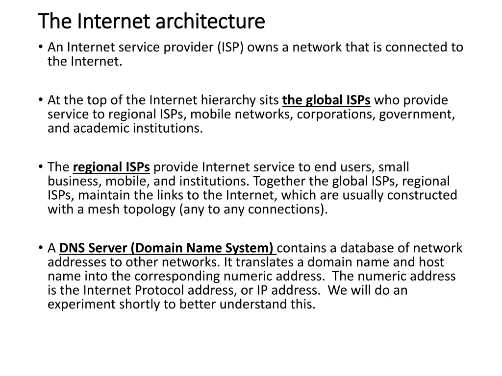 the internet architecture the internet