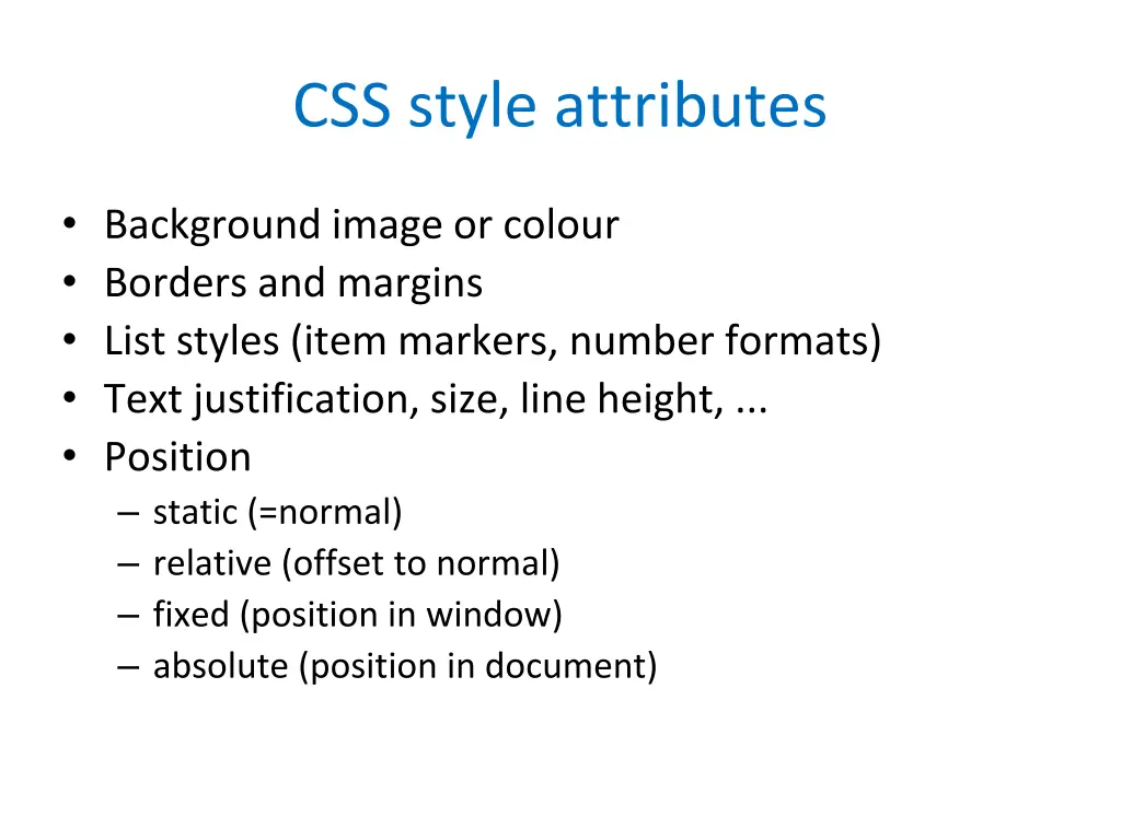 css style attributes