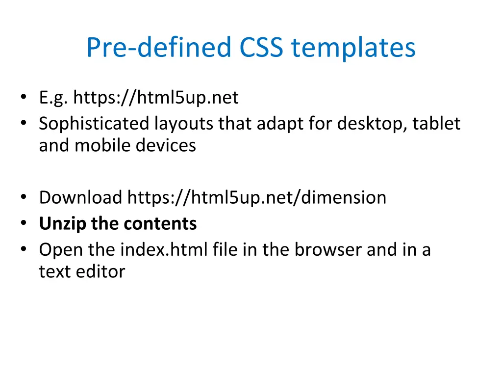 pre defined css templates