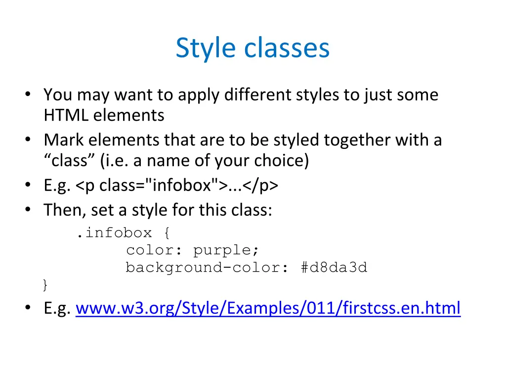 style classes