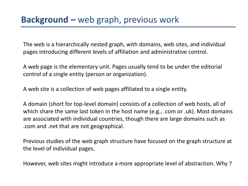 background web graph previous work