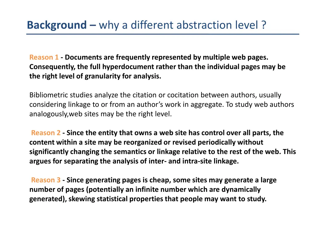 background why a different abstraction level