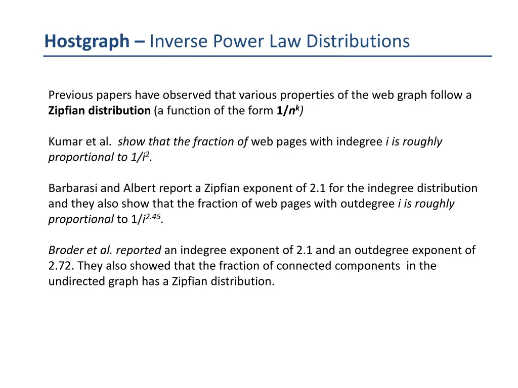 hostgraph inverse power law distributions