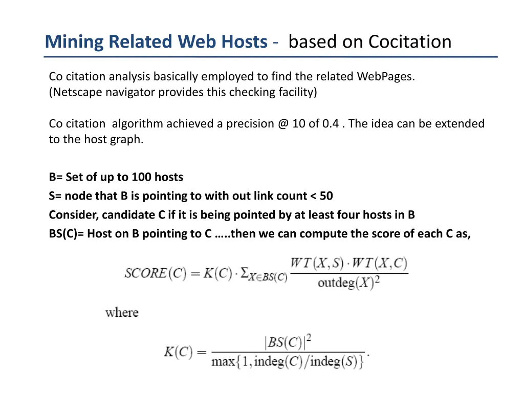 mining related web hosts based on cocitation