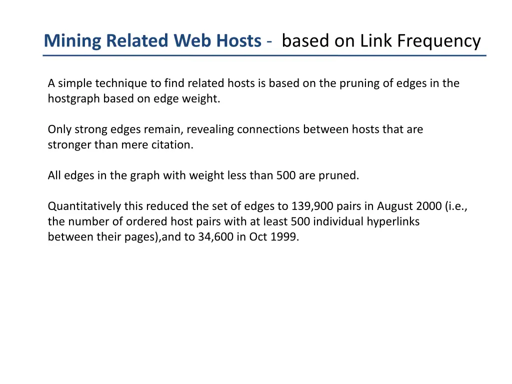 mining related web hosts based on link frequency