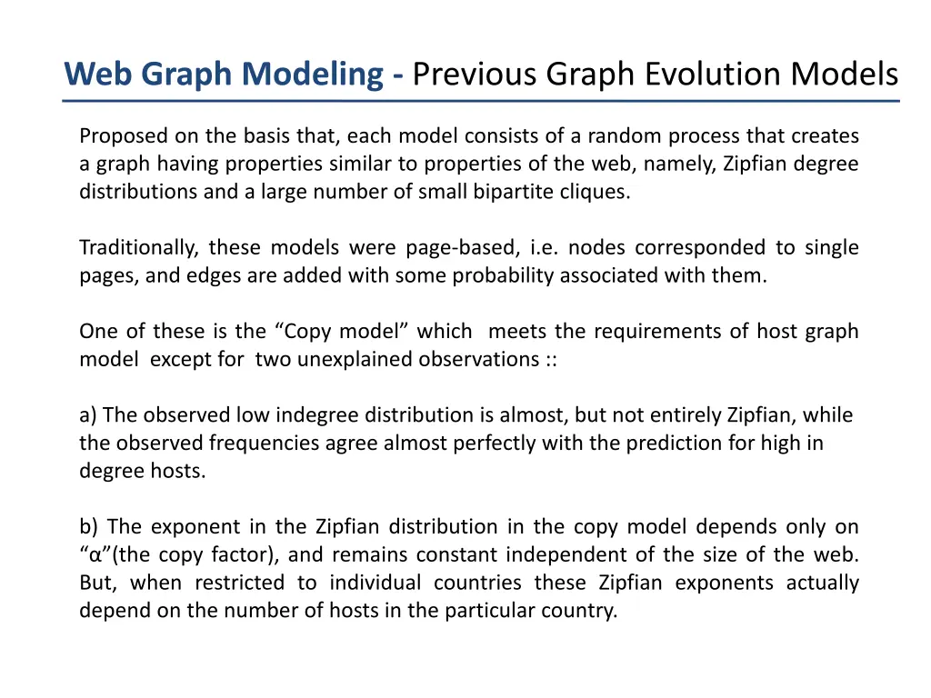 web graph modeling previous graph evolution models