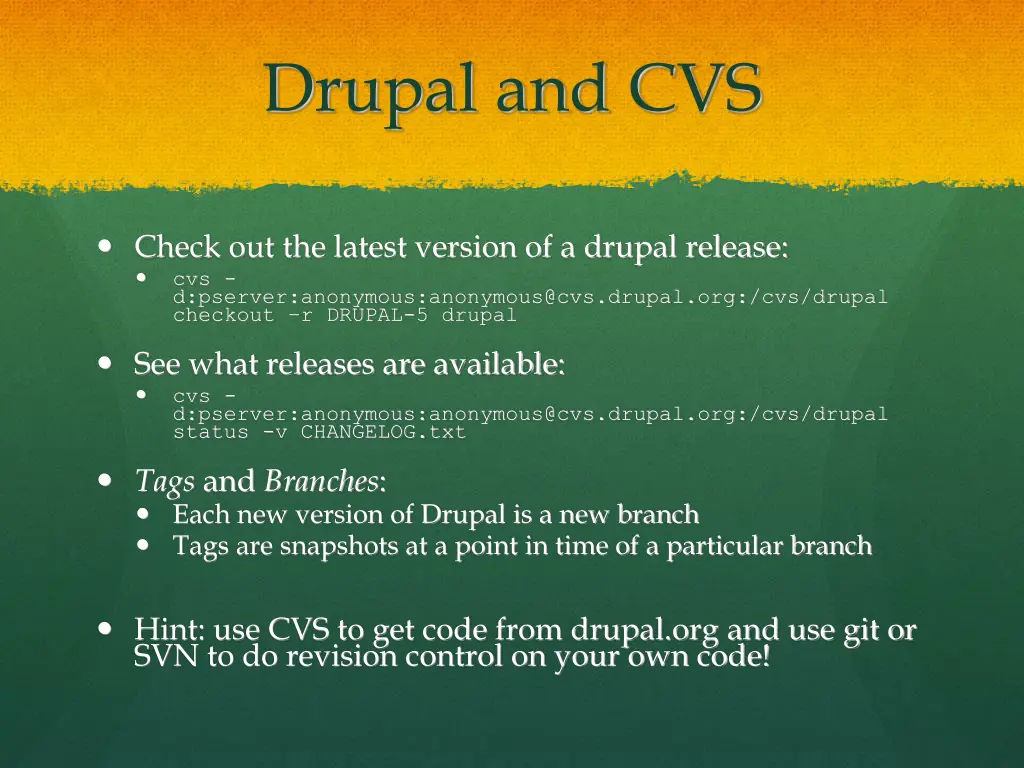 drupal and cvs