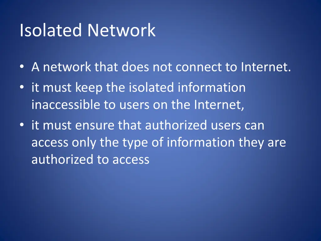 isolated network