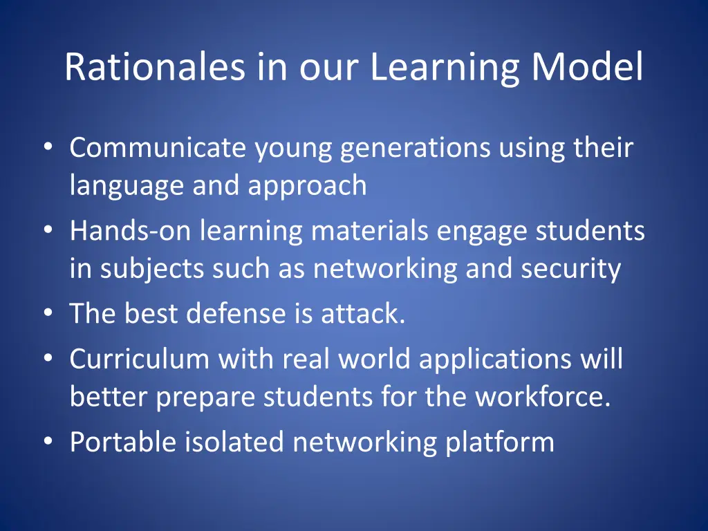 rationales in our learning model