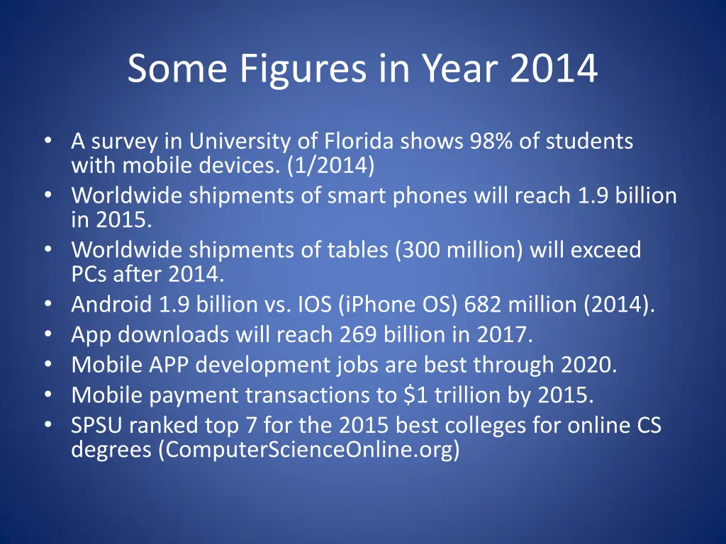 some figures in year 2014